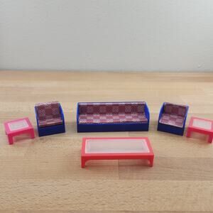 Vintage Endeavor Industries Plastic Dollhouse Furniture-Living Room-6 Pc